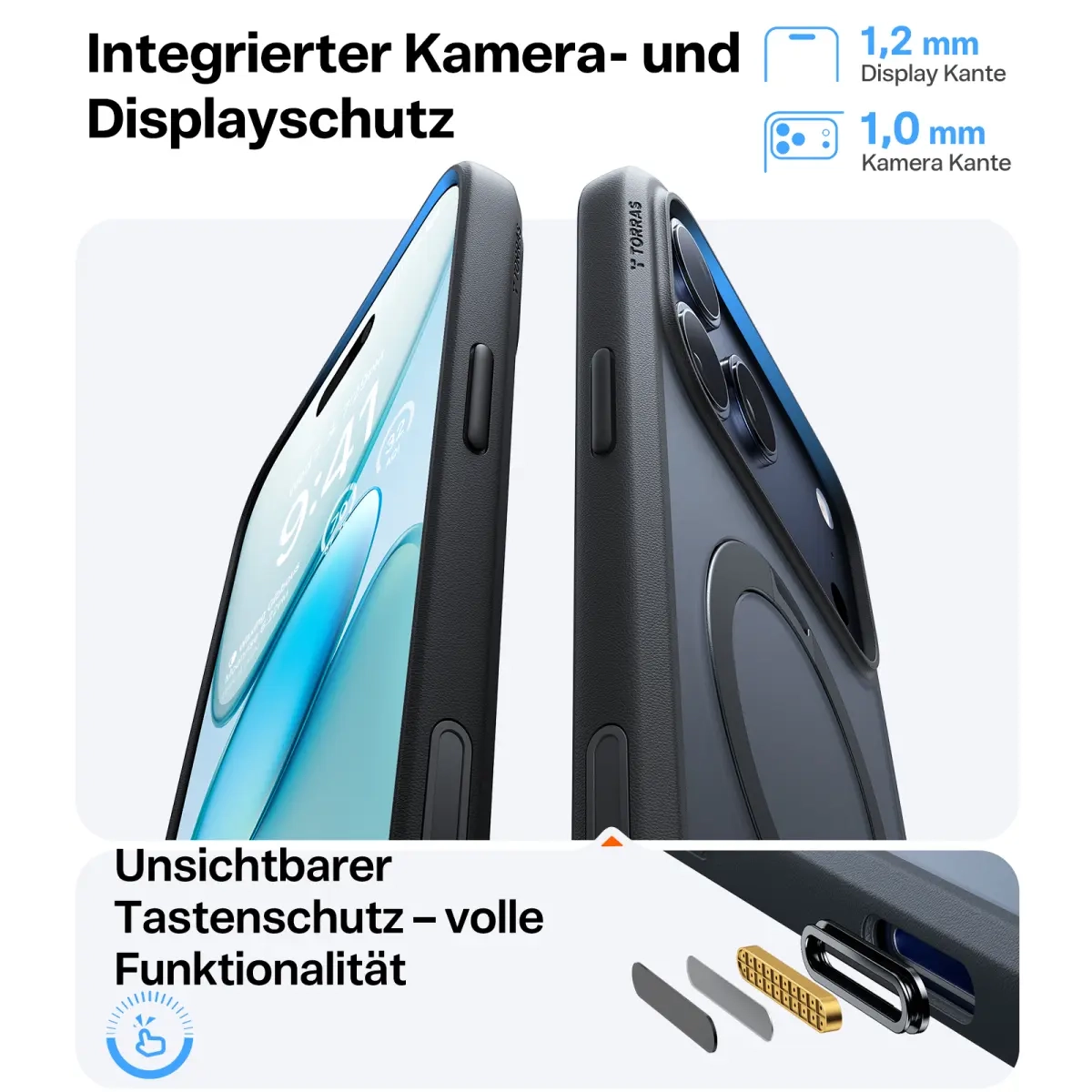 iPhone 17 Pro Ostand 360° Spin MagSafe Hybrid Hardcase Hülle Ring Stand   Kickstand - Schwarz