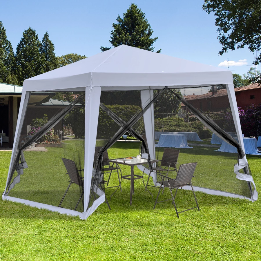 Outsunny Pavillon mit Moskitonetz grau