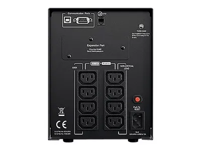 CyberPower Professional Series PR1000ELCD - UPS - AC 230 V - 900 Watt - 1000 VA - 12 At - RS-232, USB - output-stikforbindelser: 8