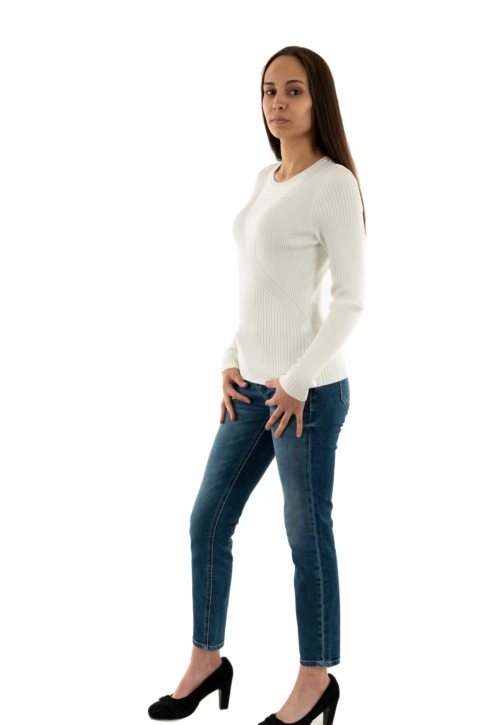 Pull hiver guess jeans destiny g011 pure white