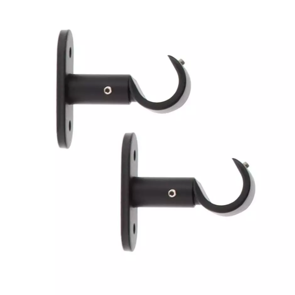 Lot de 2 supports tringles fixes (L50 / D20 mm) Jim gouttière Noir mat