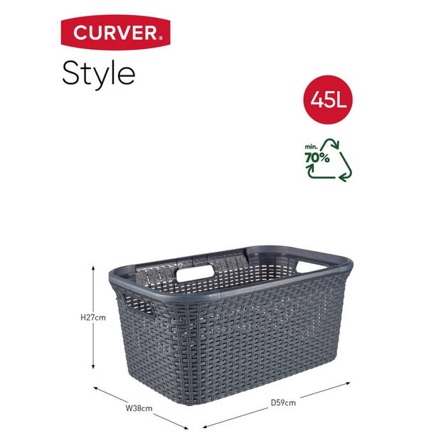 Curver Style Wasmand - 45L - Antraciet