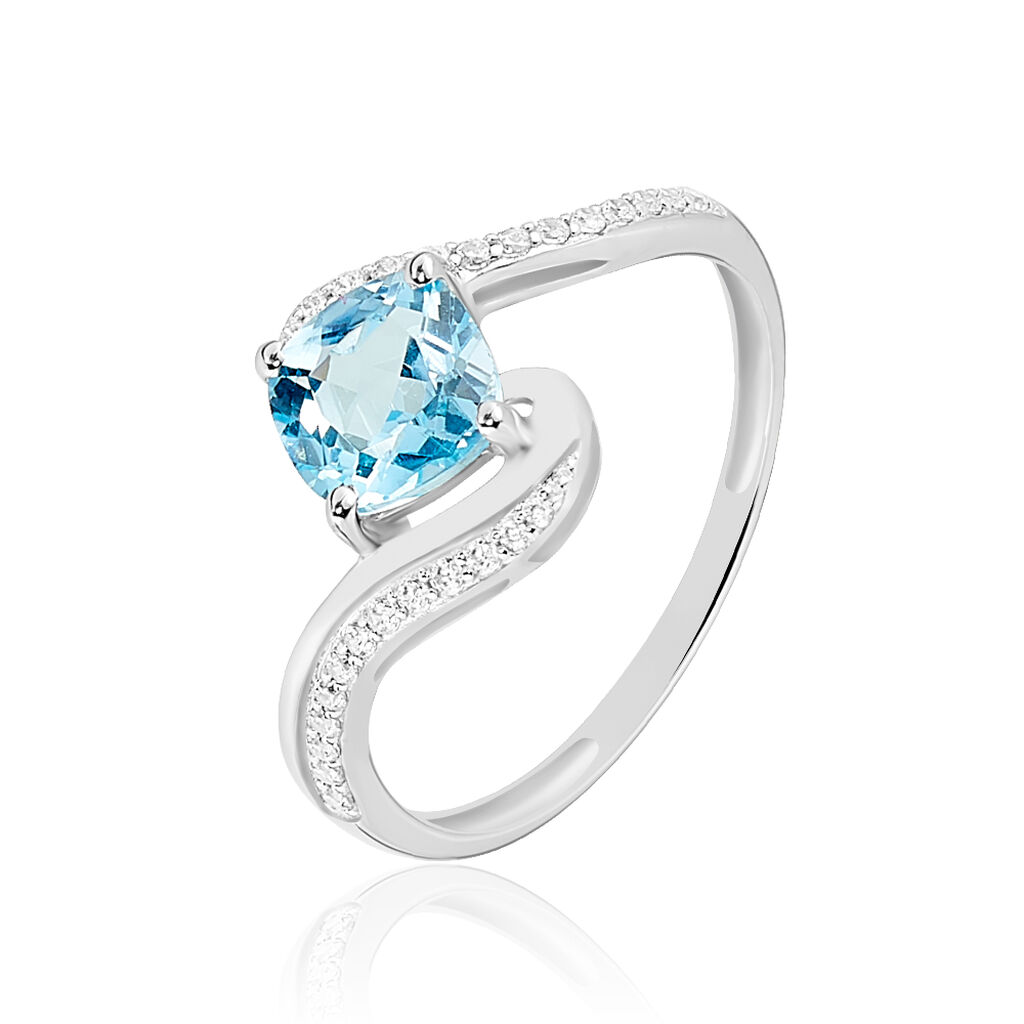 Bague Maria-serena Or Blanc Topaze Et Oxyde De Zirconium