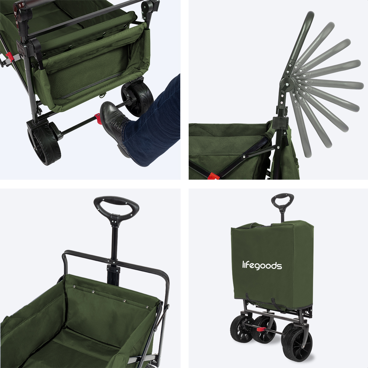 Lifegoods 90l bolderkar - green