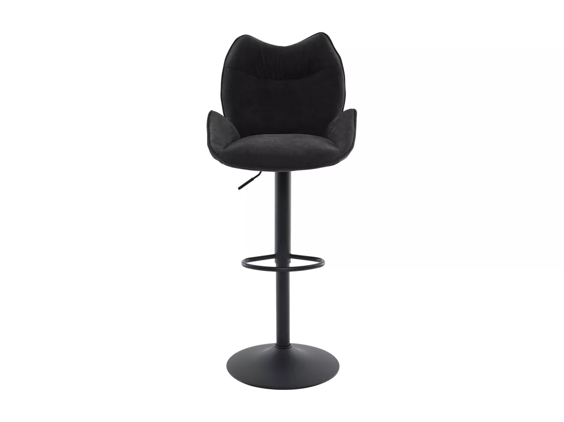 Lot de 2 tabourets de bar en tissu et métal noir - Hauteur réglable - Noir - LILAYA