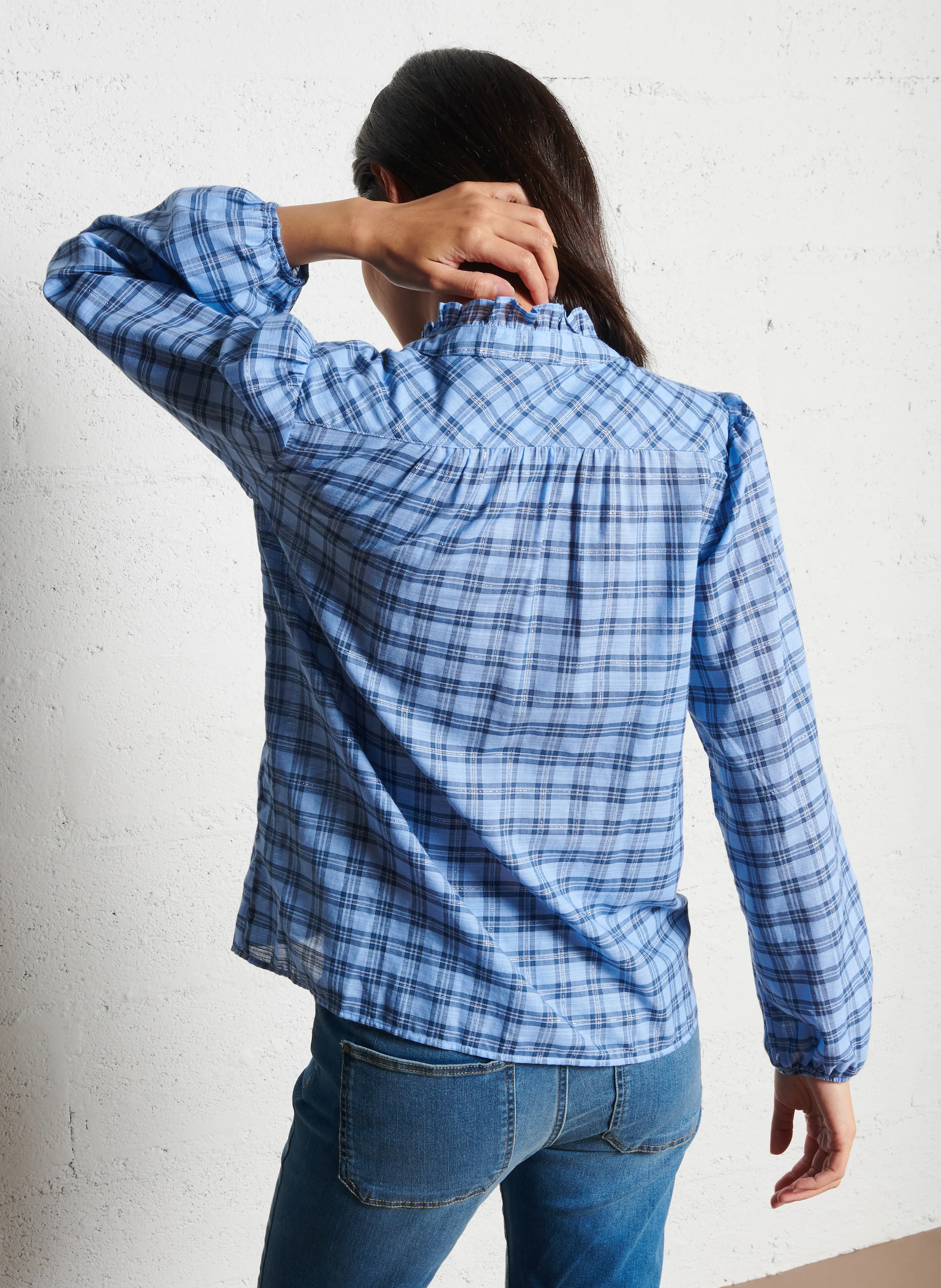 BULLE - Chemise à carreaux en coton mélangé | Bleu
