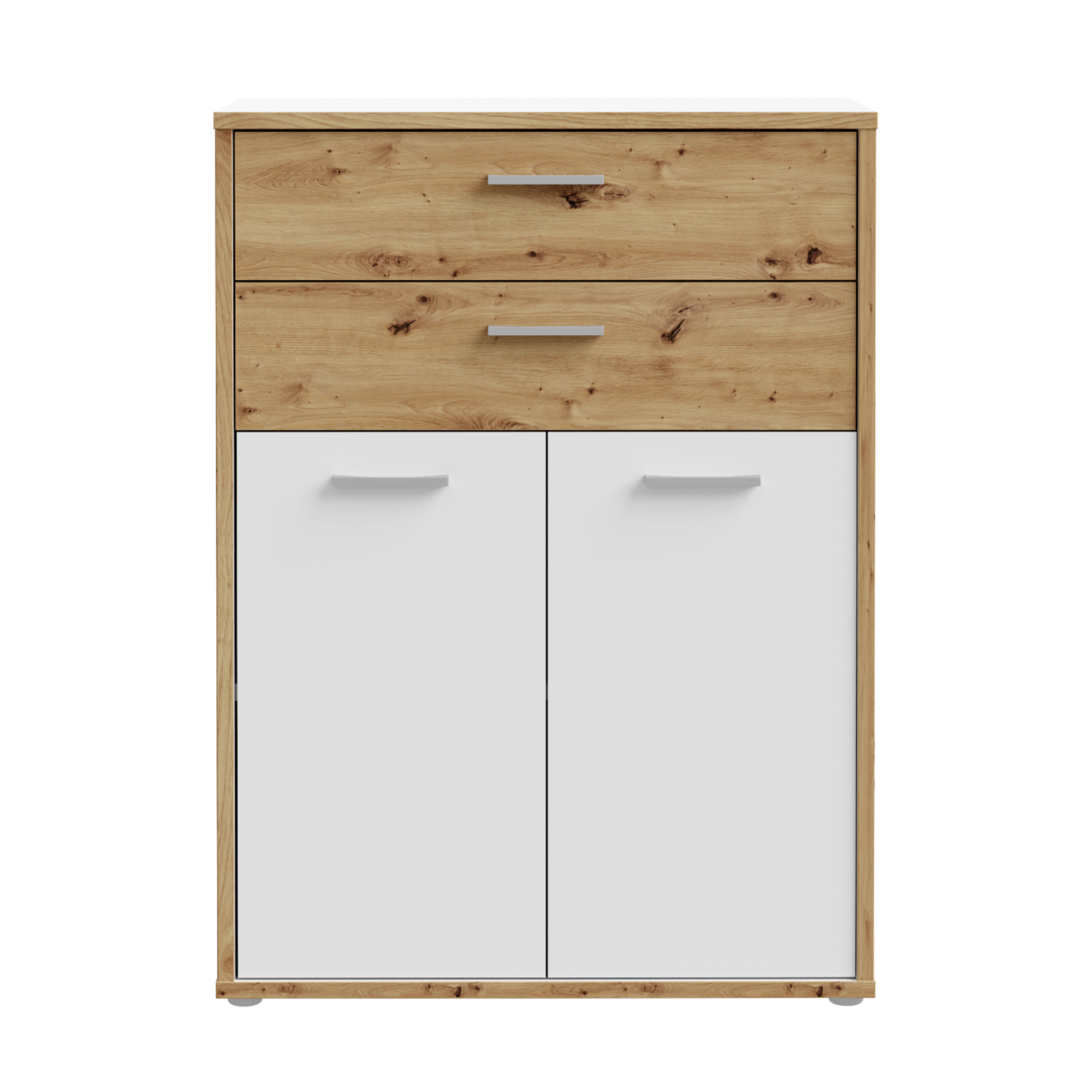 Kommode - weiß-Artisan Eiche - 2 Schubkästen - 85 cm