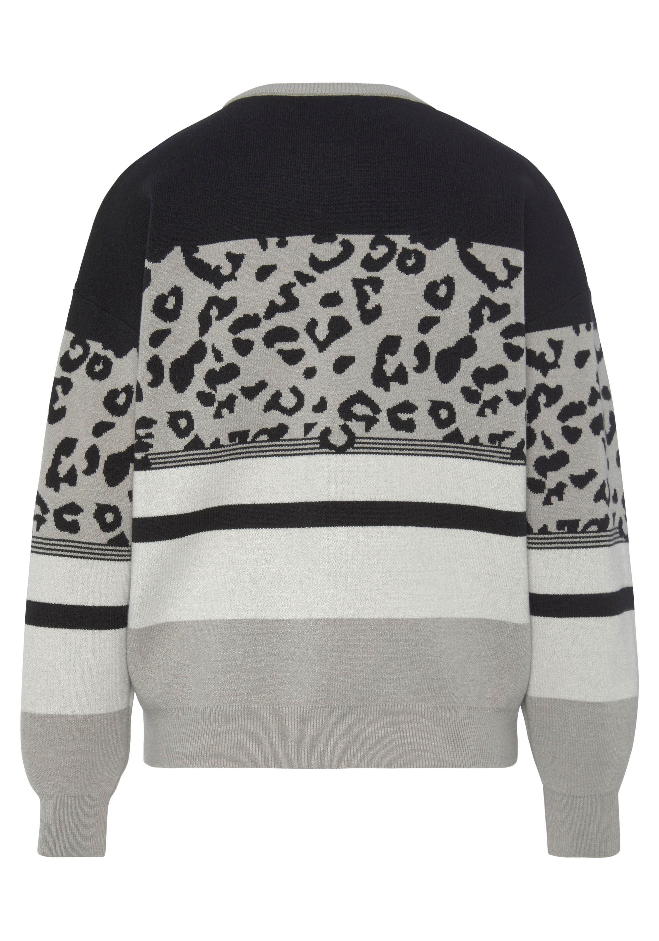 LASCANA Rundhalspullover , mit Leomuster, lockerer Strickpullover mit modischem Mustermix