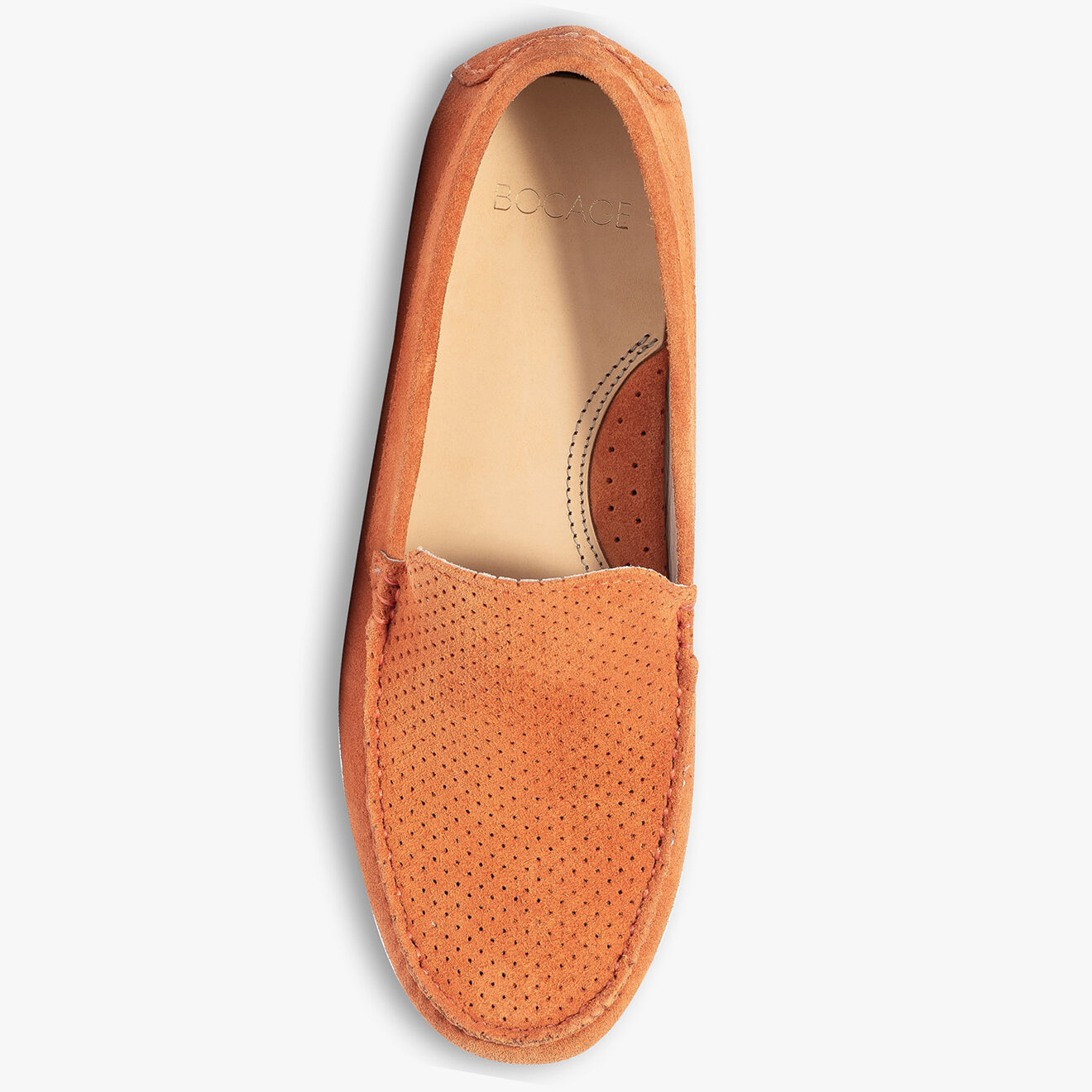 Bocage Mocassins en Velours de Cuir Symmaque orange