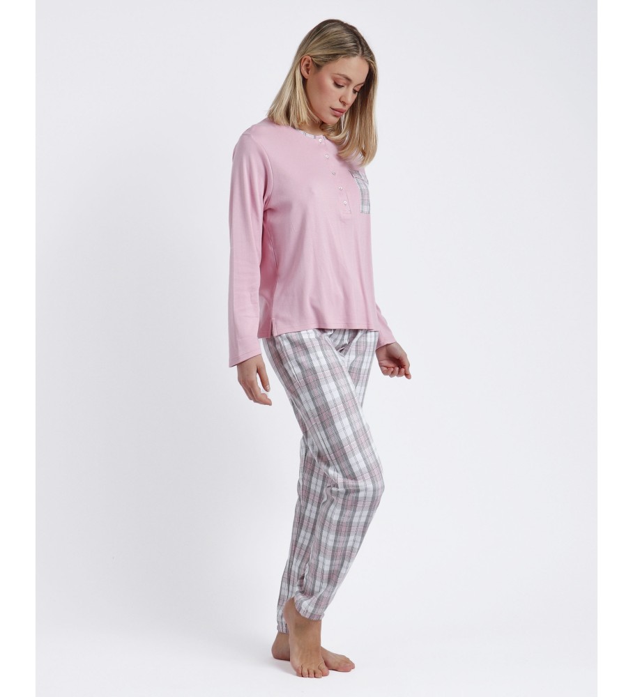 Pijama Admas Rosa Claro Paradise de Manga Comprida com Carcela