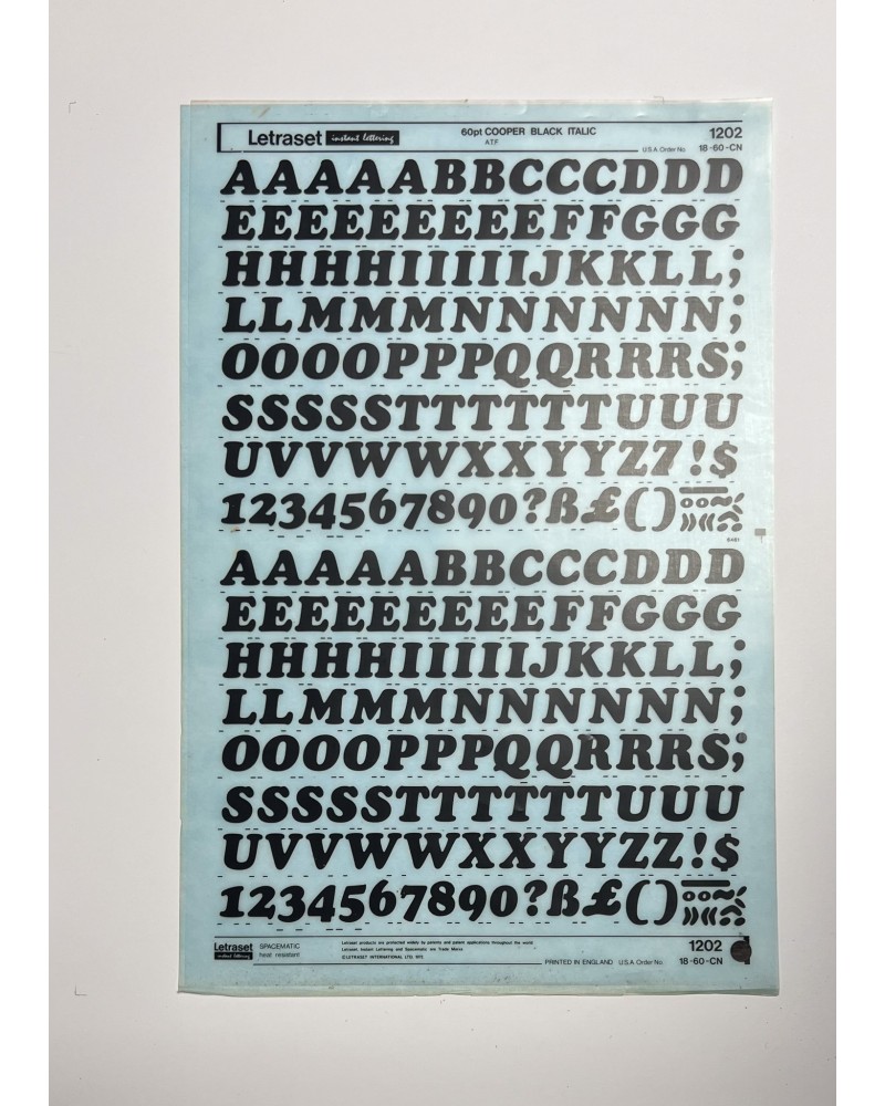 letraset-1202- COOPER BLACK ITALIC - 60pt