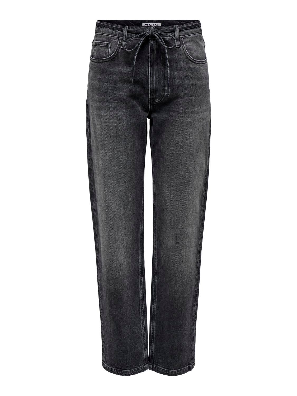 ONLGYPSY Hohe Taille Gerade geschnittener Slim Fit Jeans Washed Black