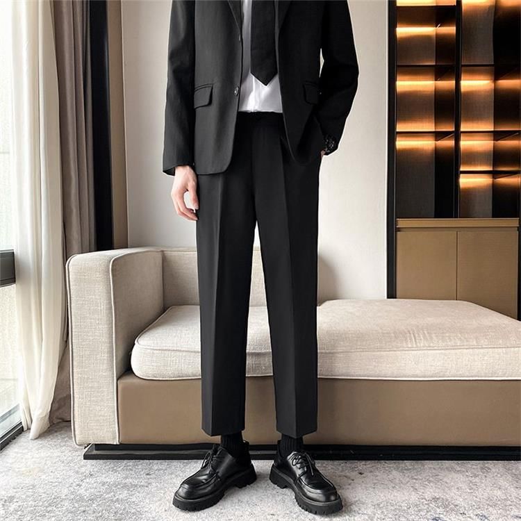 Bay Go Mall - Mid Rise Plain Straight Leg Dress Pants