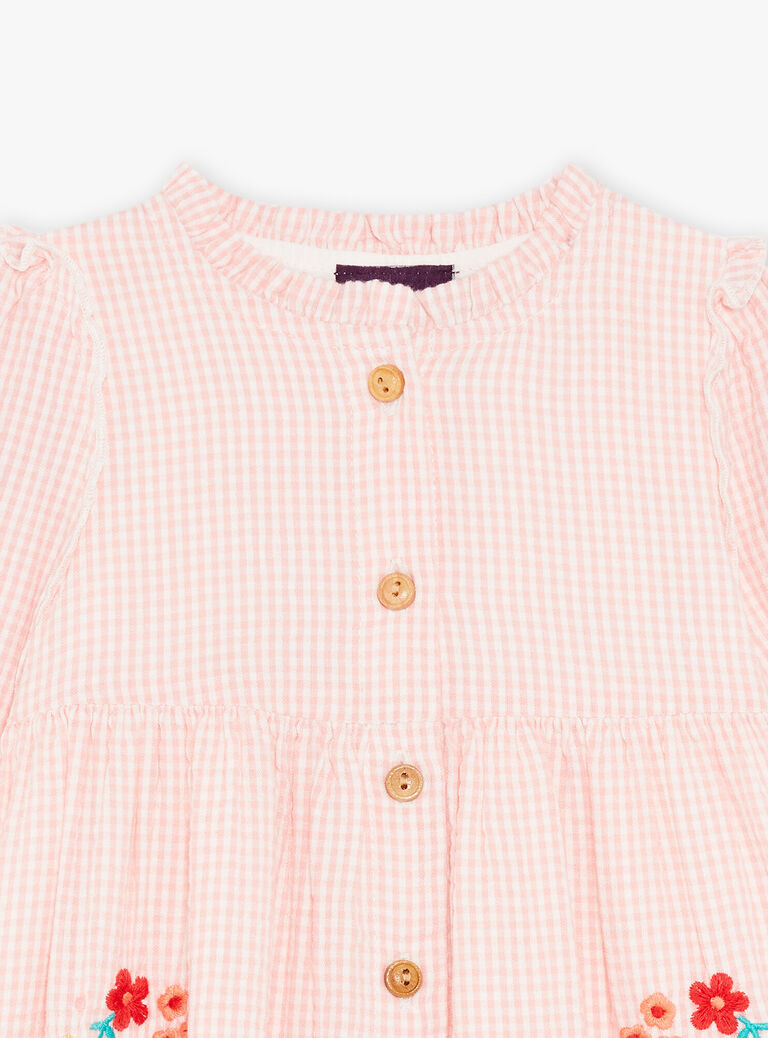 Robe vintage rose et blanc en seersucker