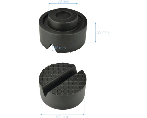 Cartrend rubber pad voor krik, 65mm met groef, 38 / 65 mm diameter