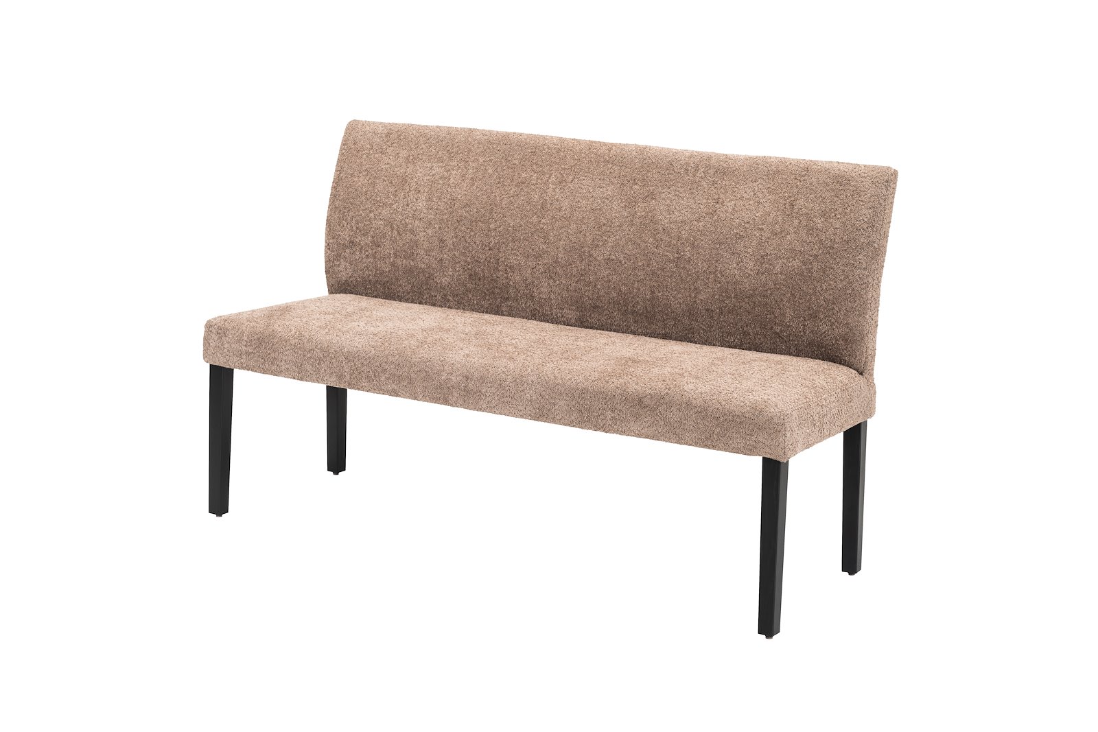 Rigel benk 150 cm. Tekstil Teddy 3613 Light Brown med ben DL10/E018 Black sky