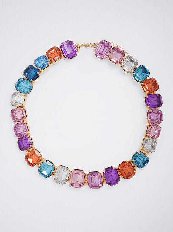 Colar com Cristais - Multicolorido