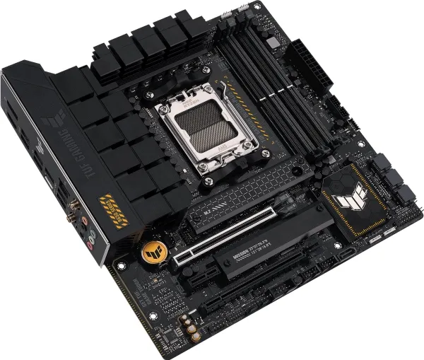 [OUTLET] - ASUS TUF Gaming B650M-Plus WIFI - Bundkort - micro ATX - Socket AM5 - AMD B650 Chipset - USB-C 3.2 Gen 2x2, USB 3.1 Gen 2, USB 3.2 Gen 2, USB-C 3.2 Gen 1 - 2.5 Gigabit LAN, Bluetooth - onboard grafik (CPU påkrævet) - HD Audio (8-kanaler)