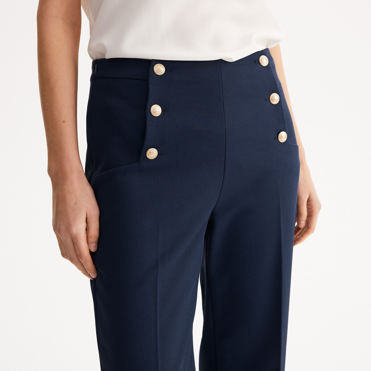 ANNE WEYBURN<br>Calças largas estilo marinheiro, cintura alta