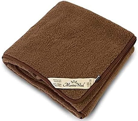 Merino Wool - Wolldecke Schurwolldecke, Gewichtsdecke, Wolldecke Schurwolle 200x200 cm - Kuscheldecke aus 100% Merino Schafwolle - Flauschige Decke Wolle - Beschwerte Decke (BEIGE, 200 x 200)