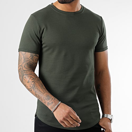 Lot De 2 Tee Shirts Oversize T311 Camel Vert Kaki