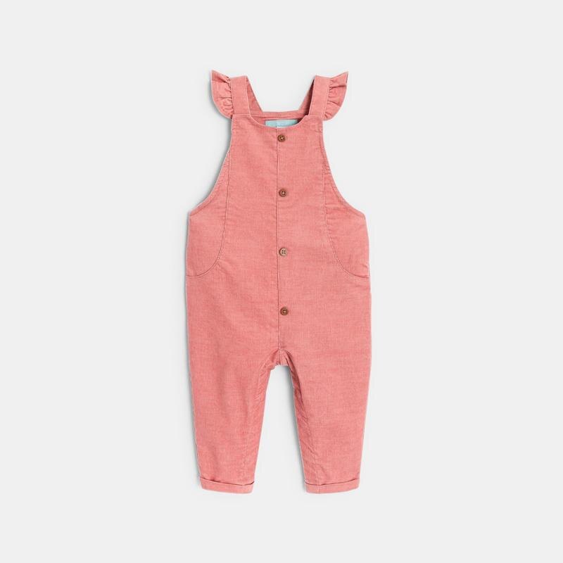 Salopette velours côtelé et blouse rose bébé fille Rose