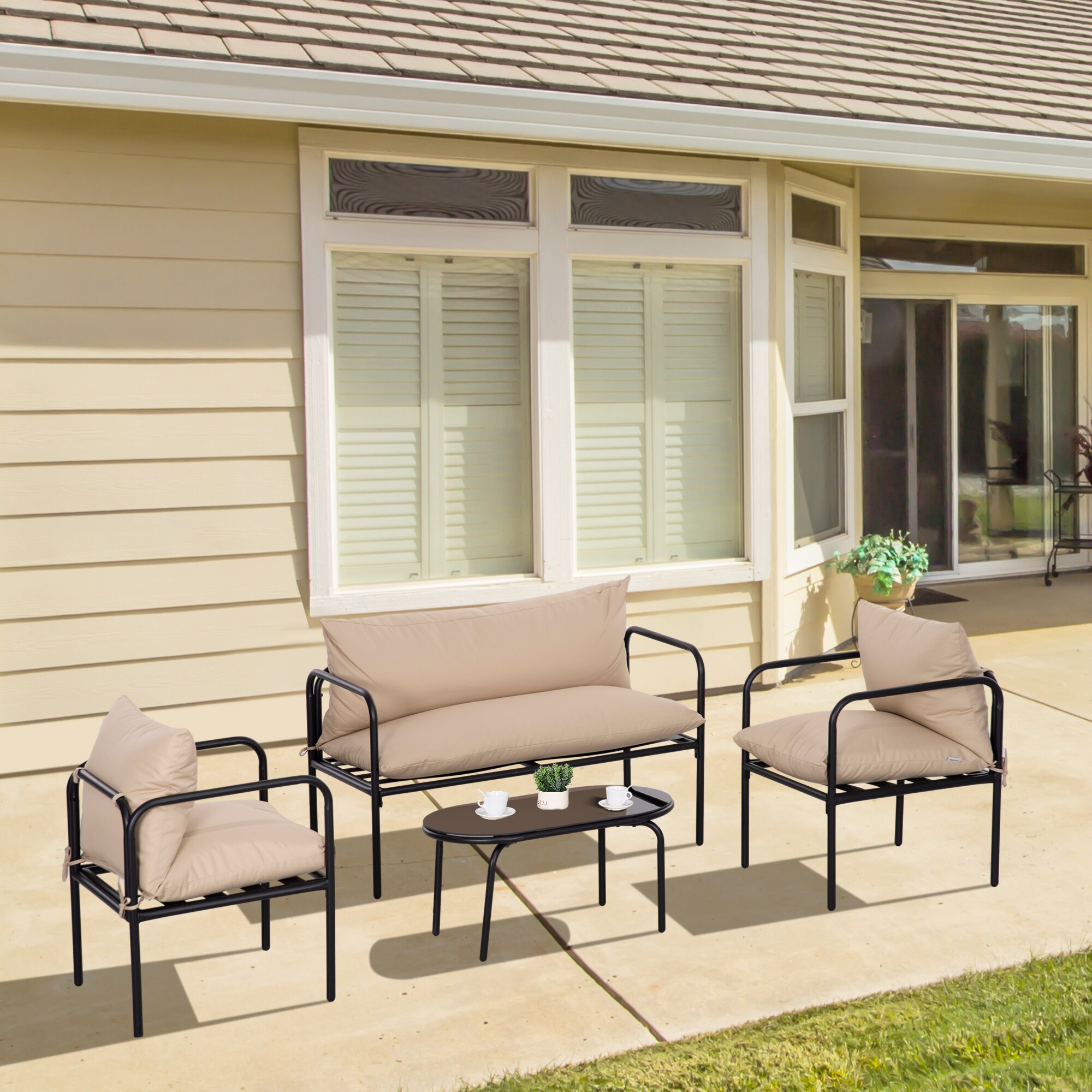 Outsunny Gartenmöbel-Set mit 2 Sessel braun 116L x 58B x 66H cm