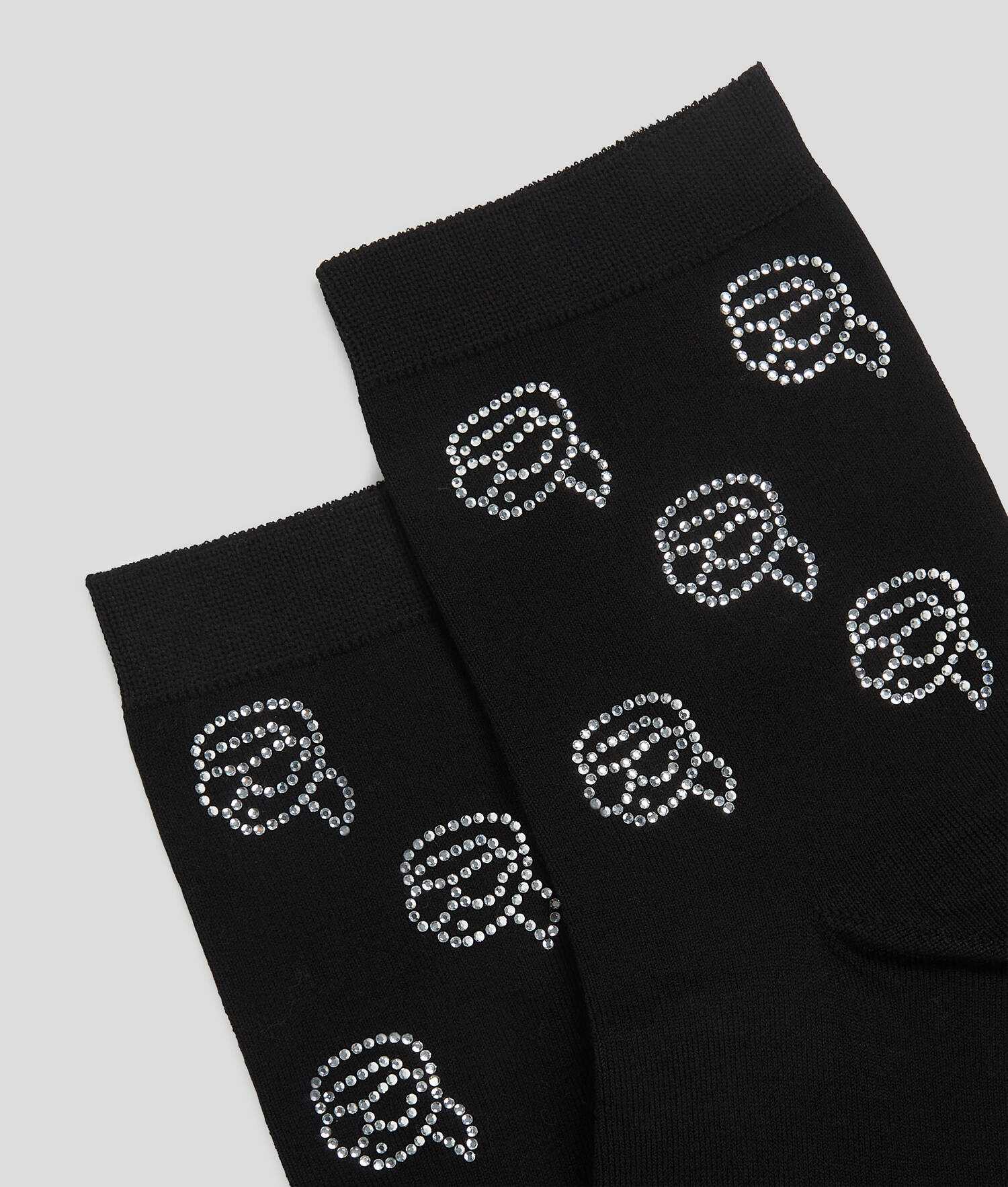 CHAUSSETTES À STRASS IKON – LOT DE 2 - Noir/Crème