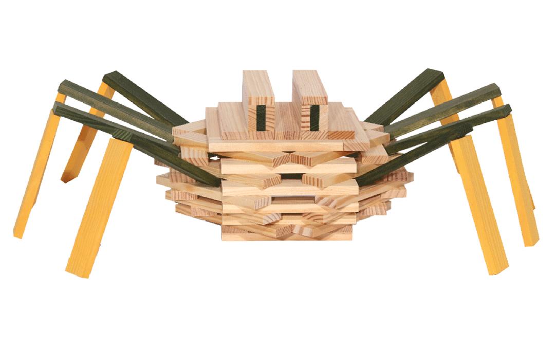 Baukasten Spinne 75 Stk.Naturbelassene Kapla-Plättchen in Holzkiste