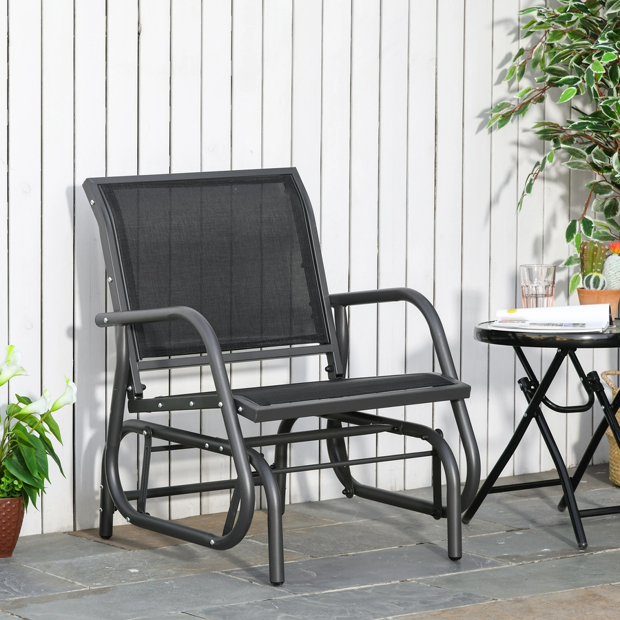 Outsunny Gartenstuhl mit Gleitsystem schwarz