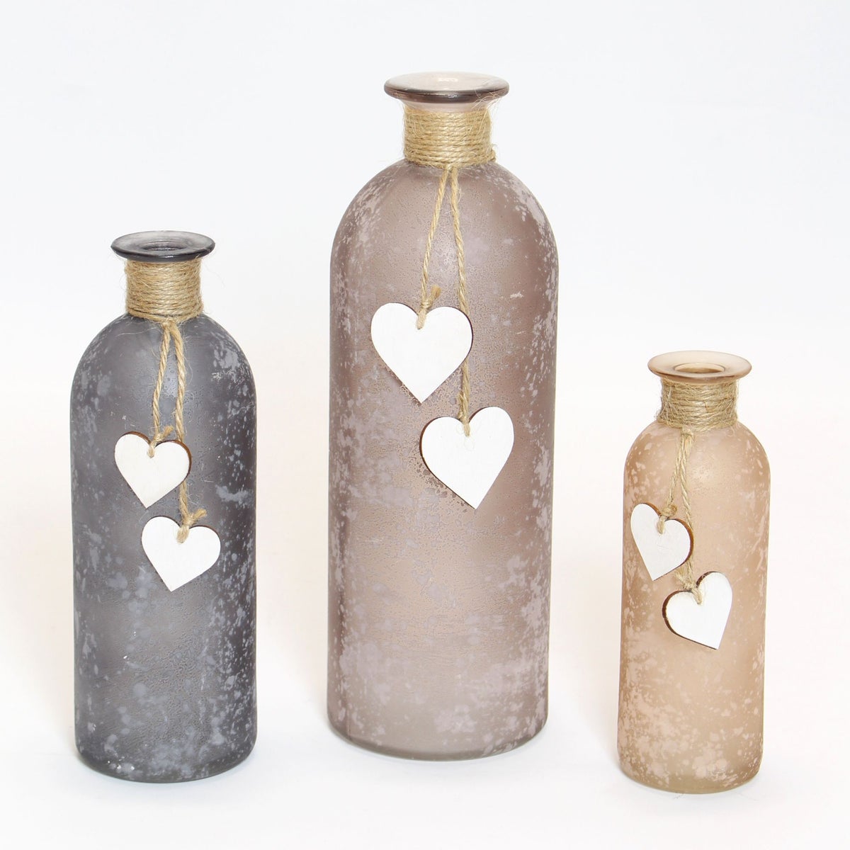 Decoratieve vaas met hartvormige details, set van 3