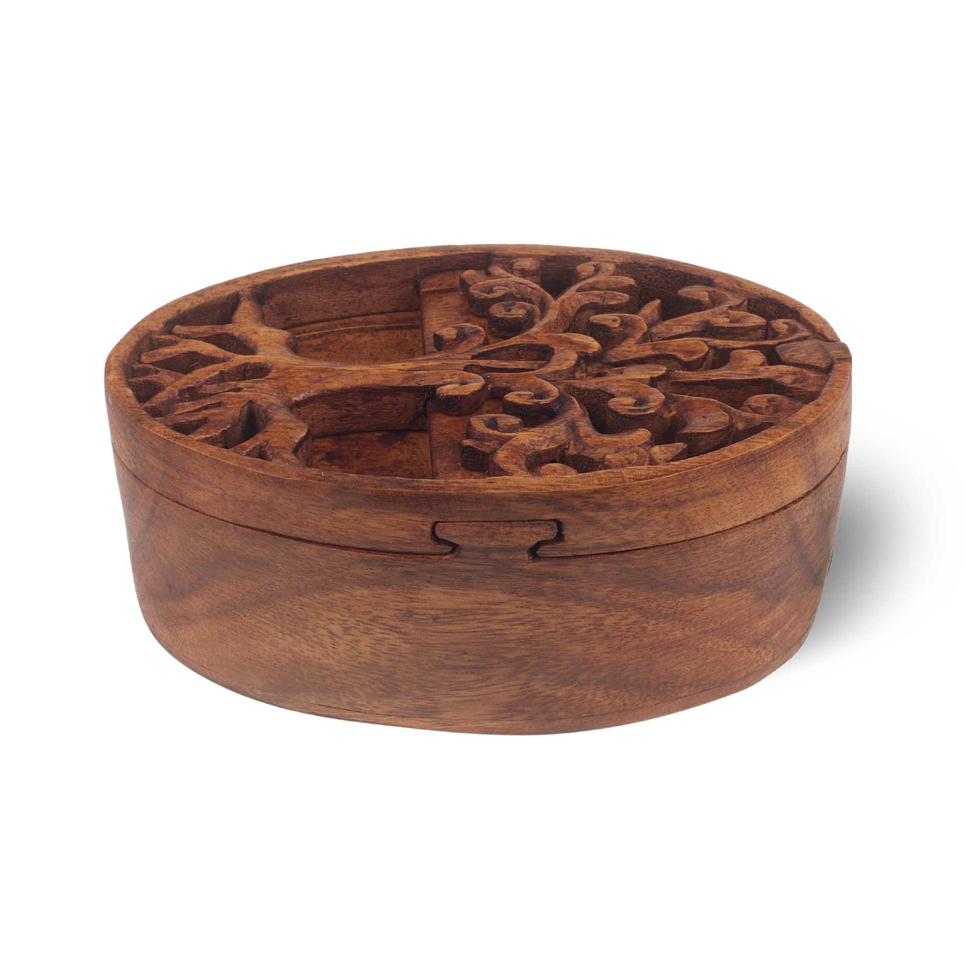 Secret Box 'Baum des Lebens', braunes Holz, T 7 cm, B 14 cm, H 8 cm von fischer's lagerhaus