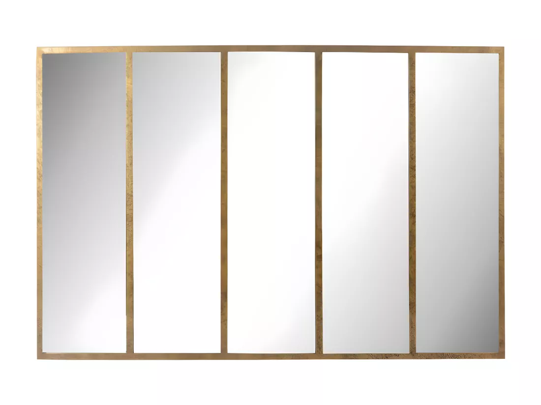 Loos - Miroir verrière en métal 137x90 cm : Couleur - Or