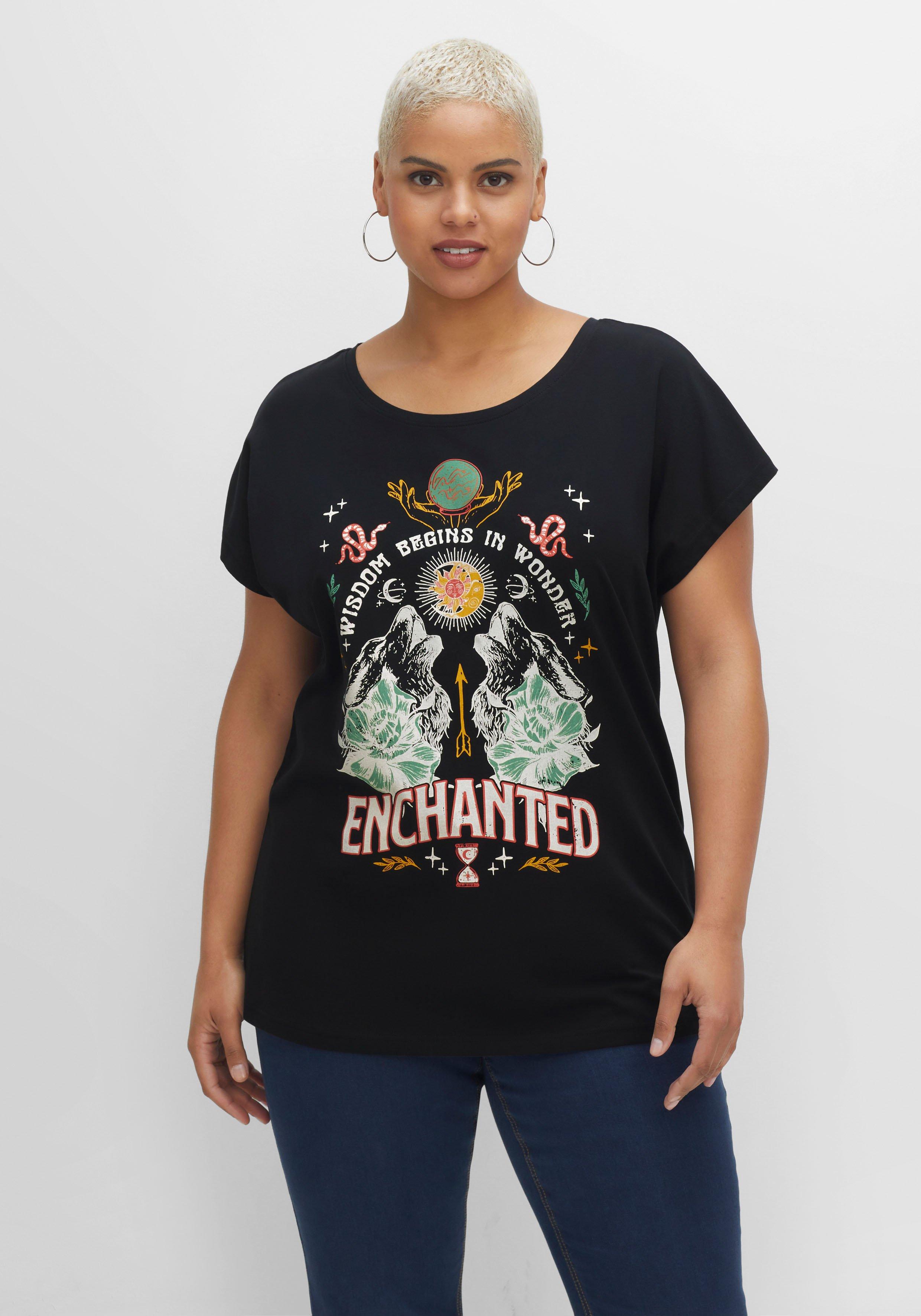 Oversized-Shirt mit Frontdruck, aus elastischem Jersey