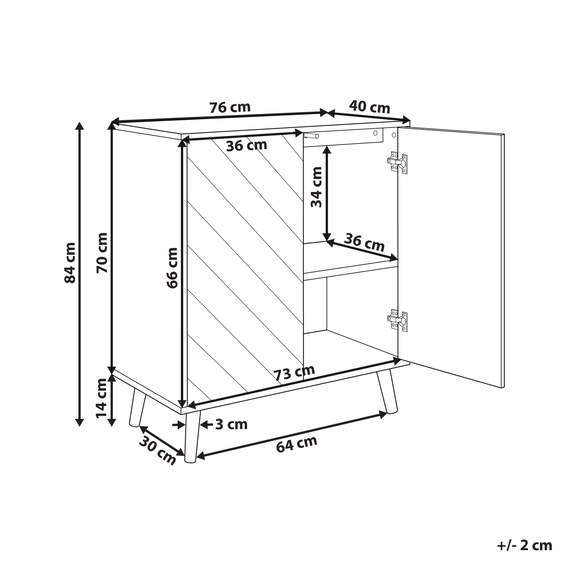 Beliani - BRISTOW - Dressoir - Lichtbruin|Zwart - Hout