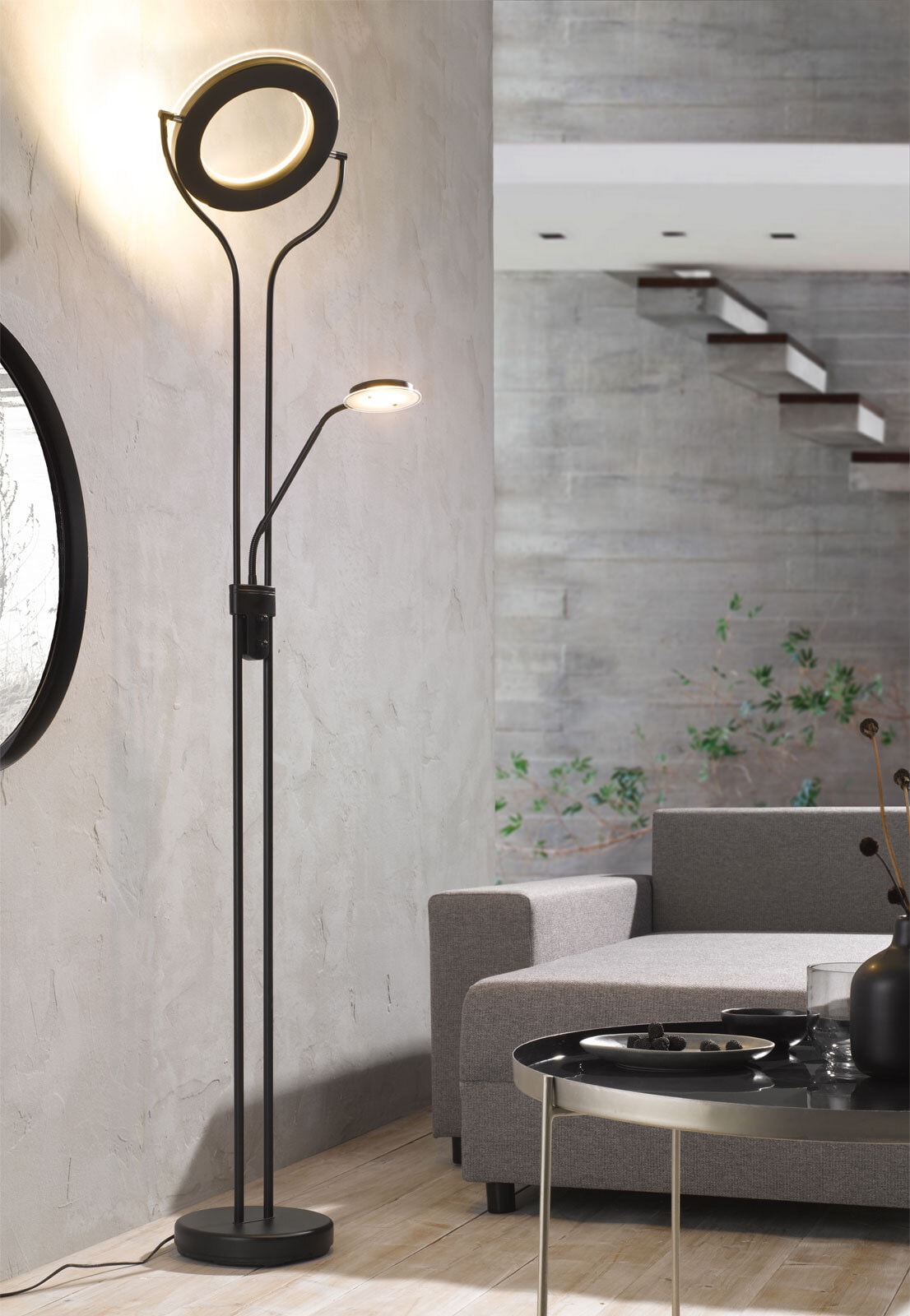 casaNOVA LED Deckenfluter mit Leselampe SEATTLE I schwarz