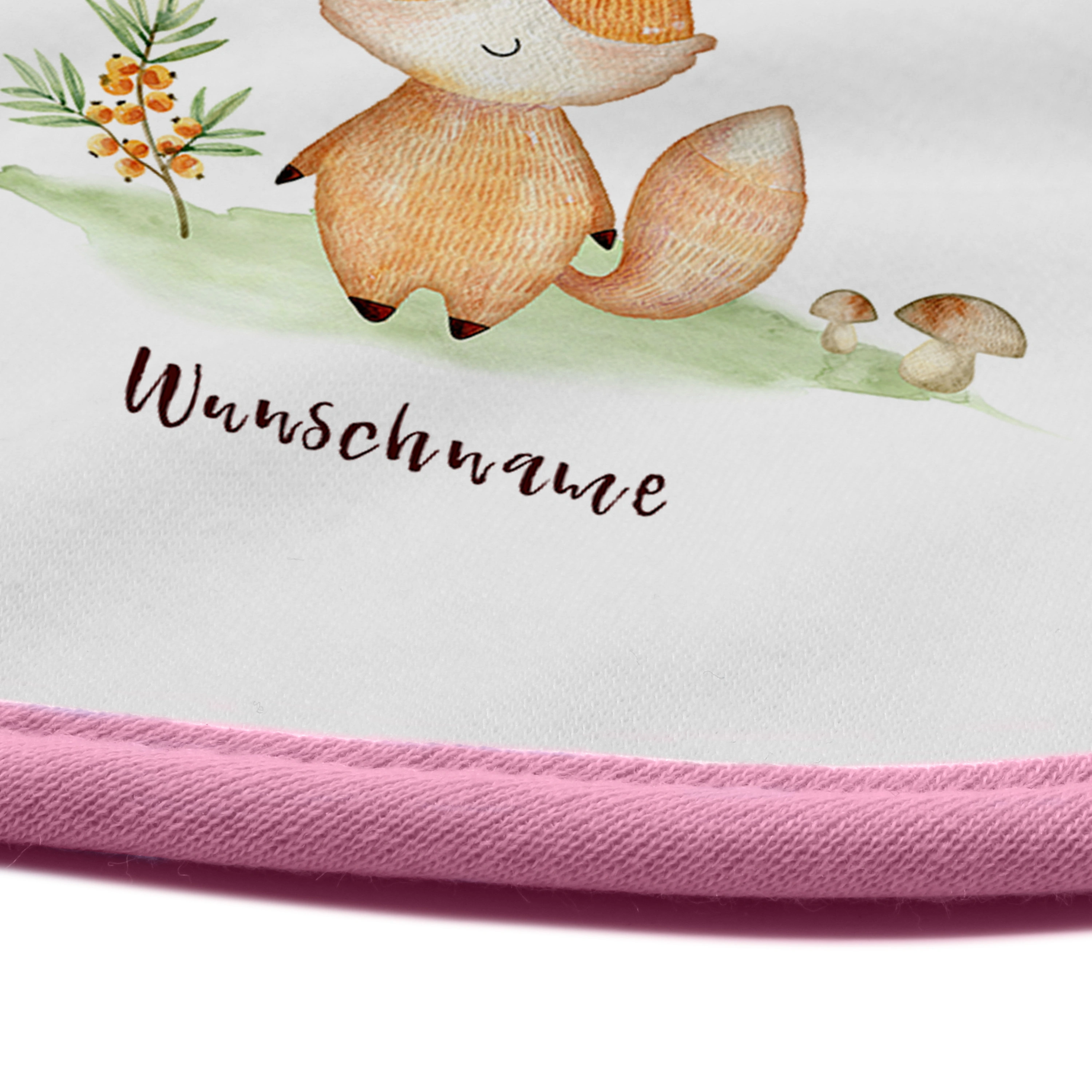 Baby-Lätzchen mit Namen, rosa (Motiv: Fuchs)