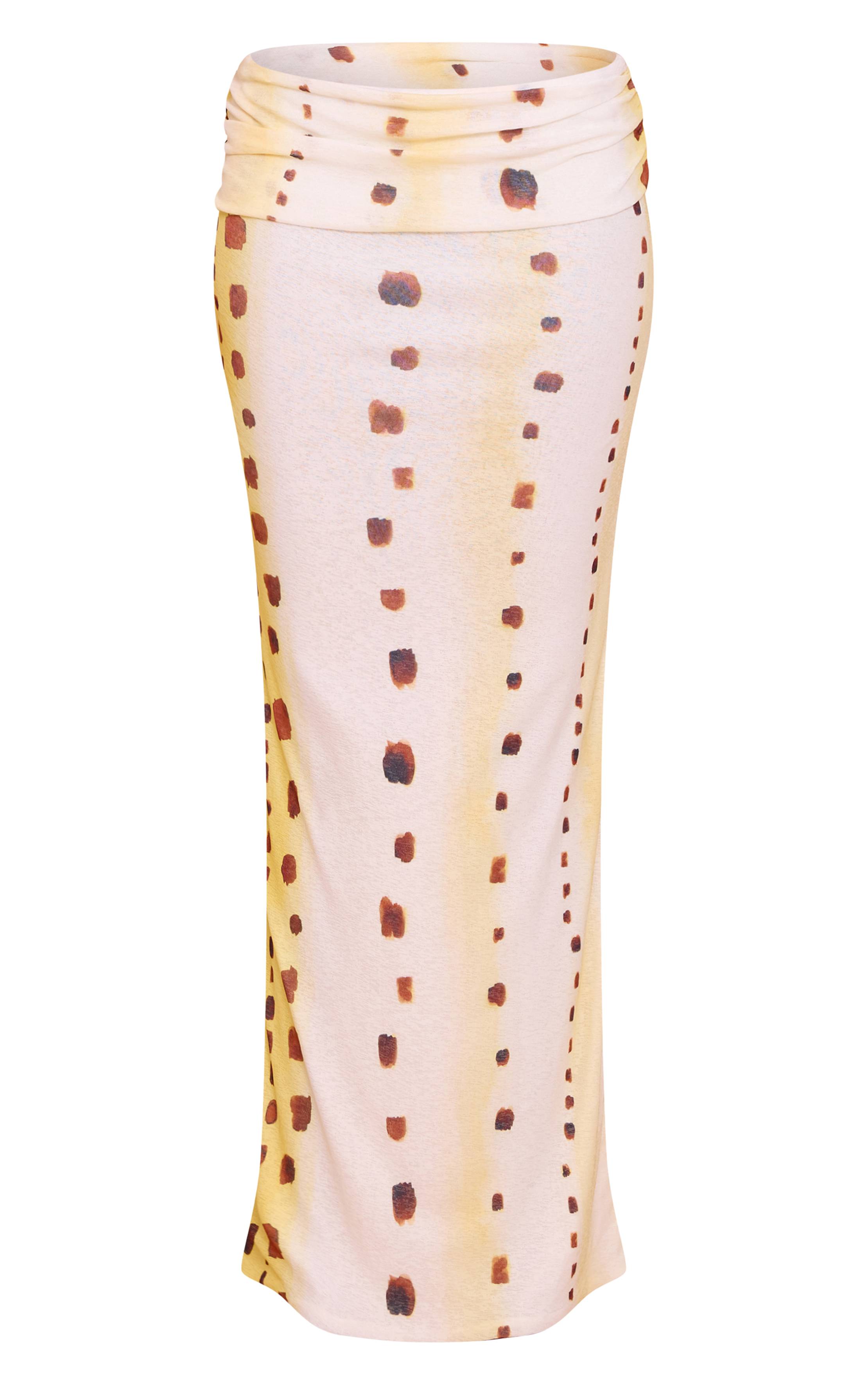 Crème Jupe Longue Taille Basse En Tissu Pelure D'oignon