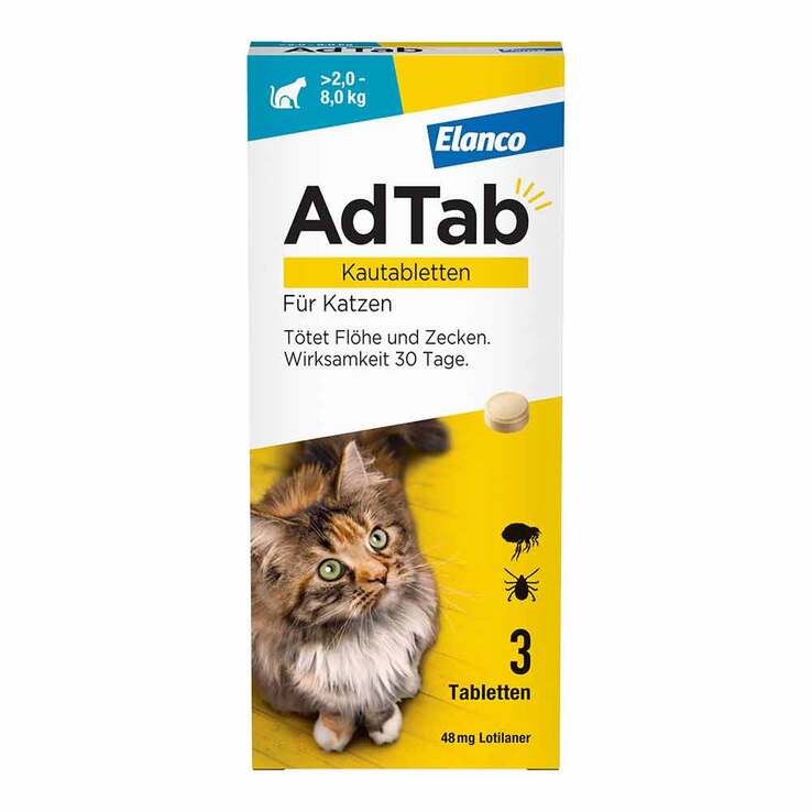 AdTab Kautabletten für Katzen 48 mg über 2 bis 8 kg, 3 St