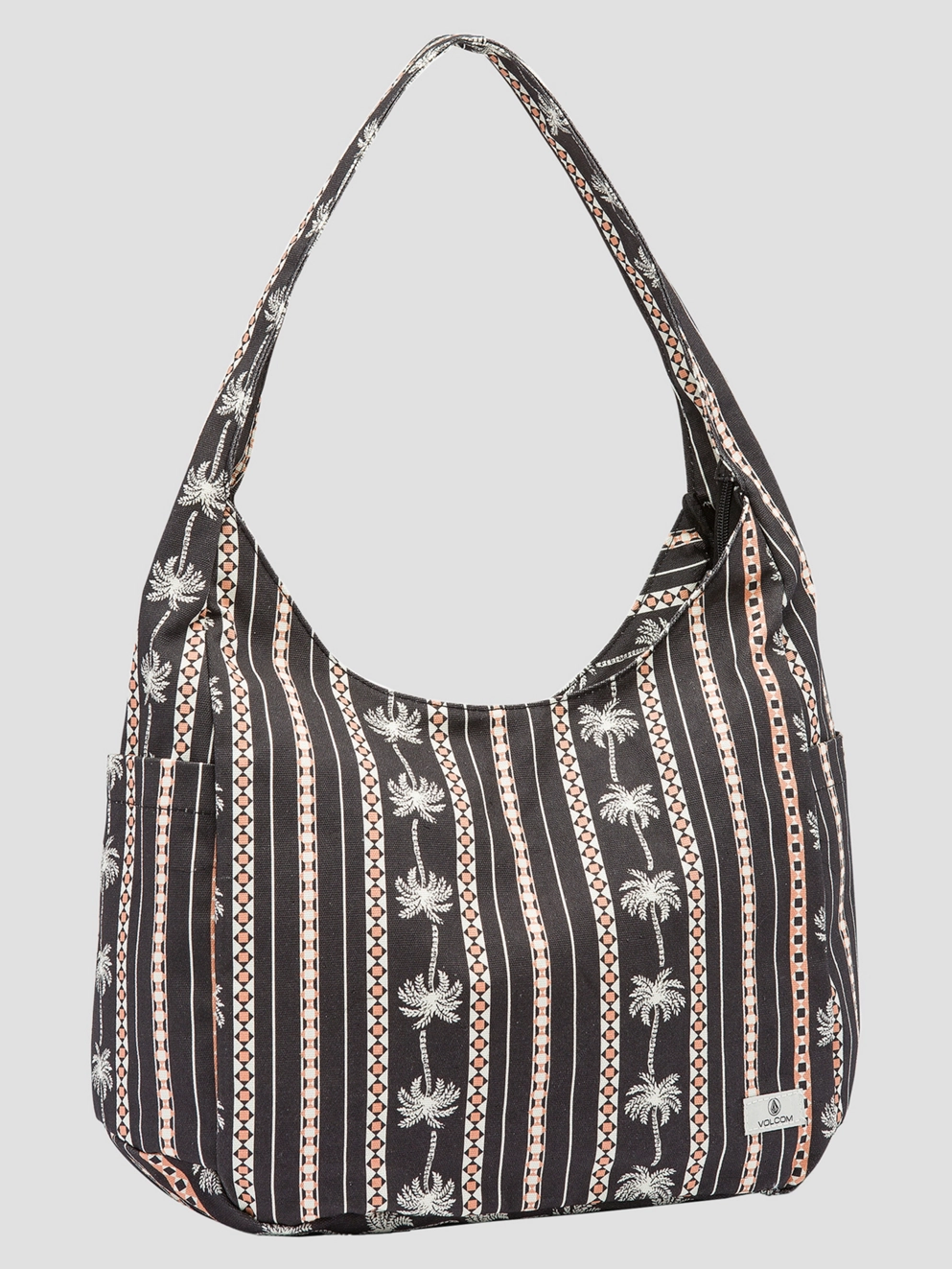 Volcom Schoolyard Canvas Hobo Tote Handbag black combo