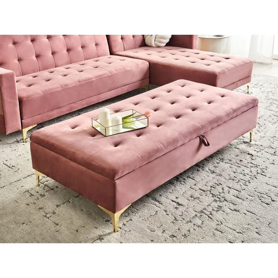 ABERDEEN - Ottomaan met opbergruimte - Roze - Fluweel