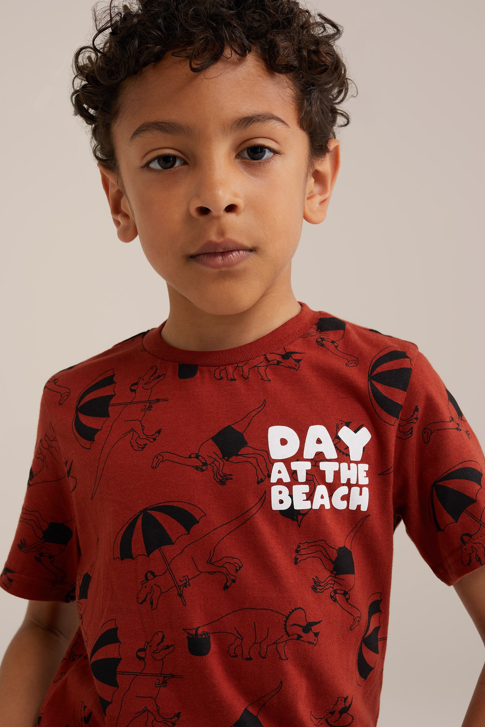 Jongens T-shirt met dessin WE Fashion Donkerrood