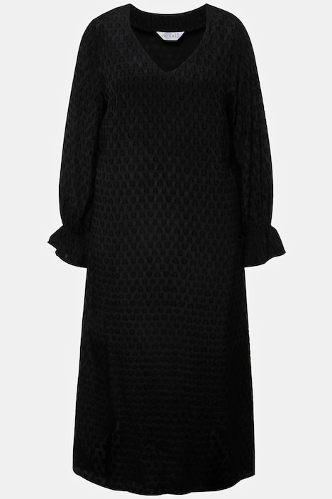 Maxikleid, A-Line, Heart-Muster, V-Ausschnitt, Langarm