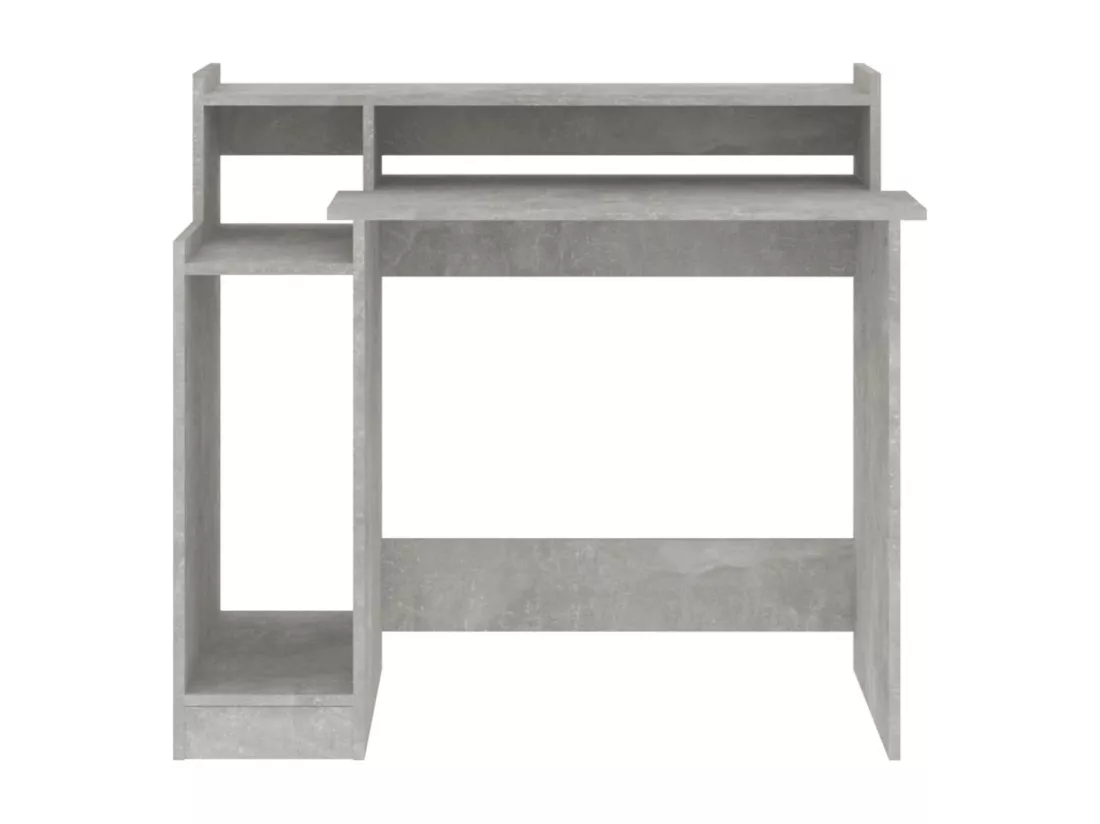 Bureau et lumières LED Gris béton 97x45x90 cm Bois d'ingénierie