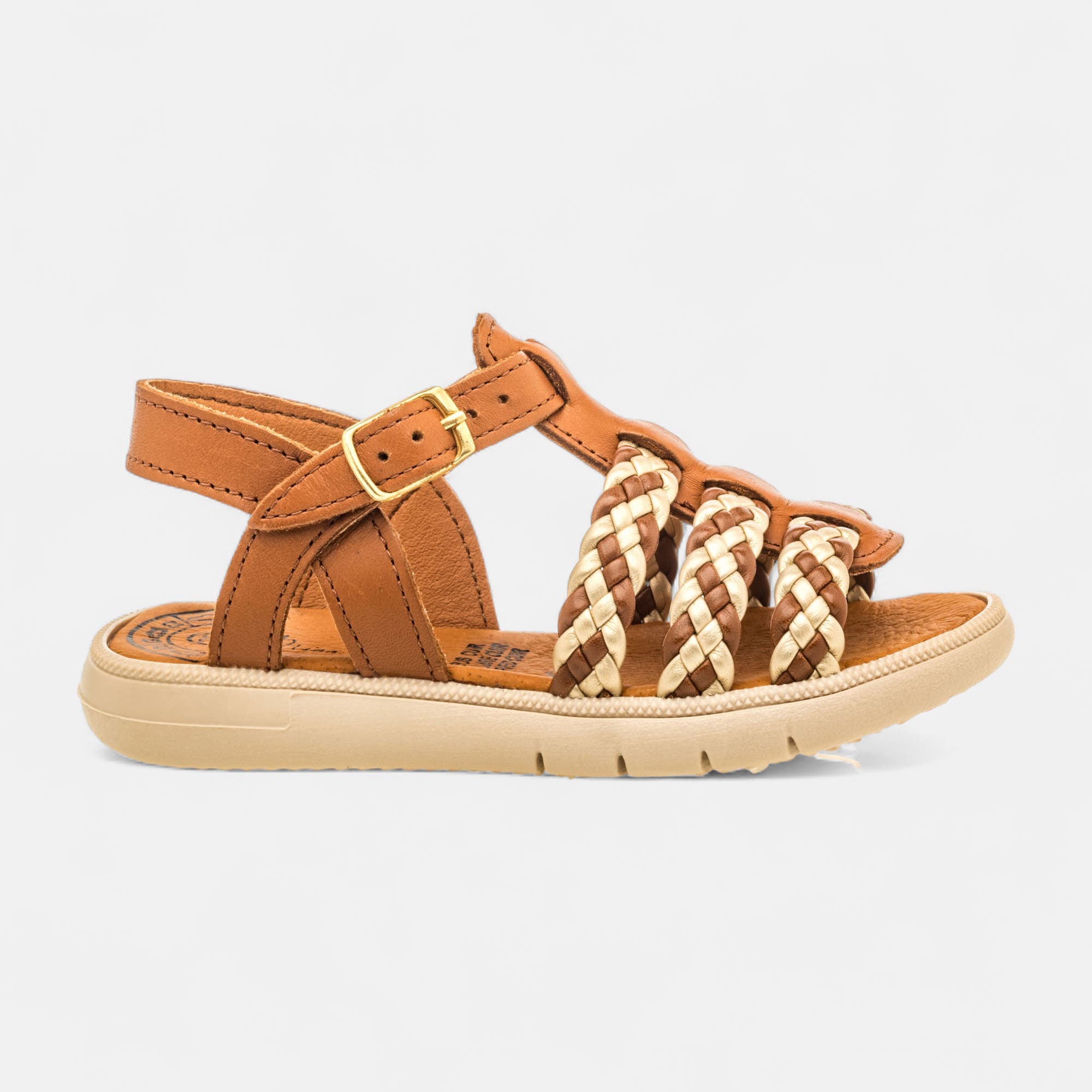 Nu-pieds Fille en cuir cognac