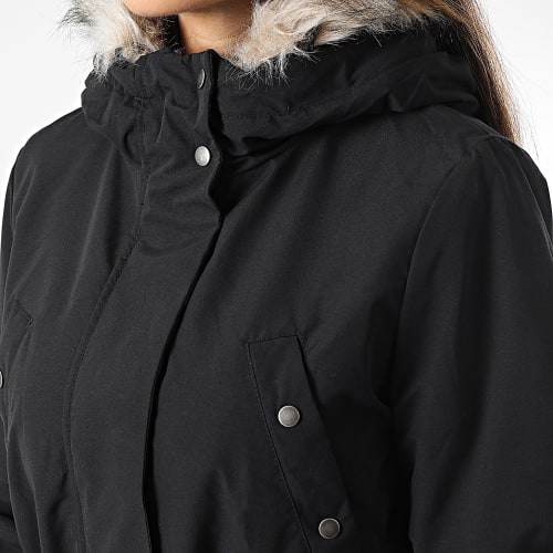 Parka Capuche Fourrure Femme Demi Noir