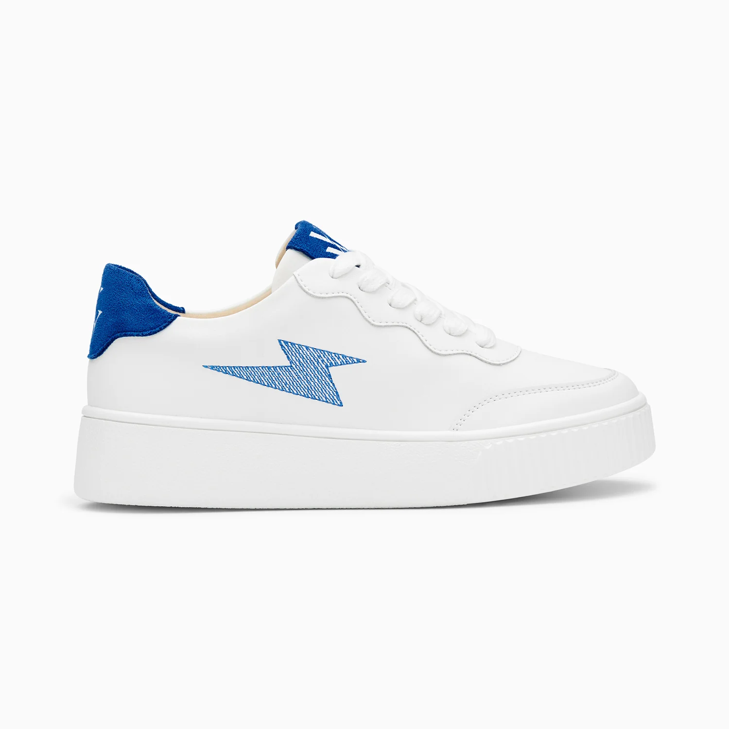 Sneakers-Baskets éclair Carolane blanc et bleu à lacets