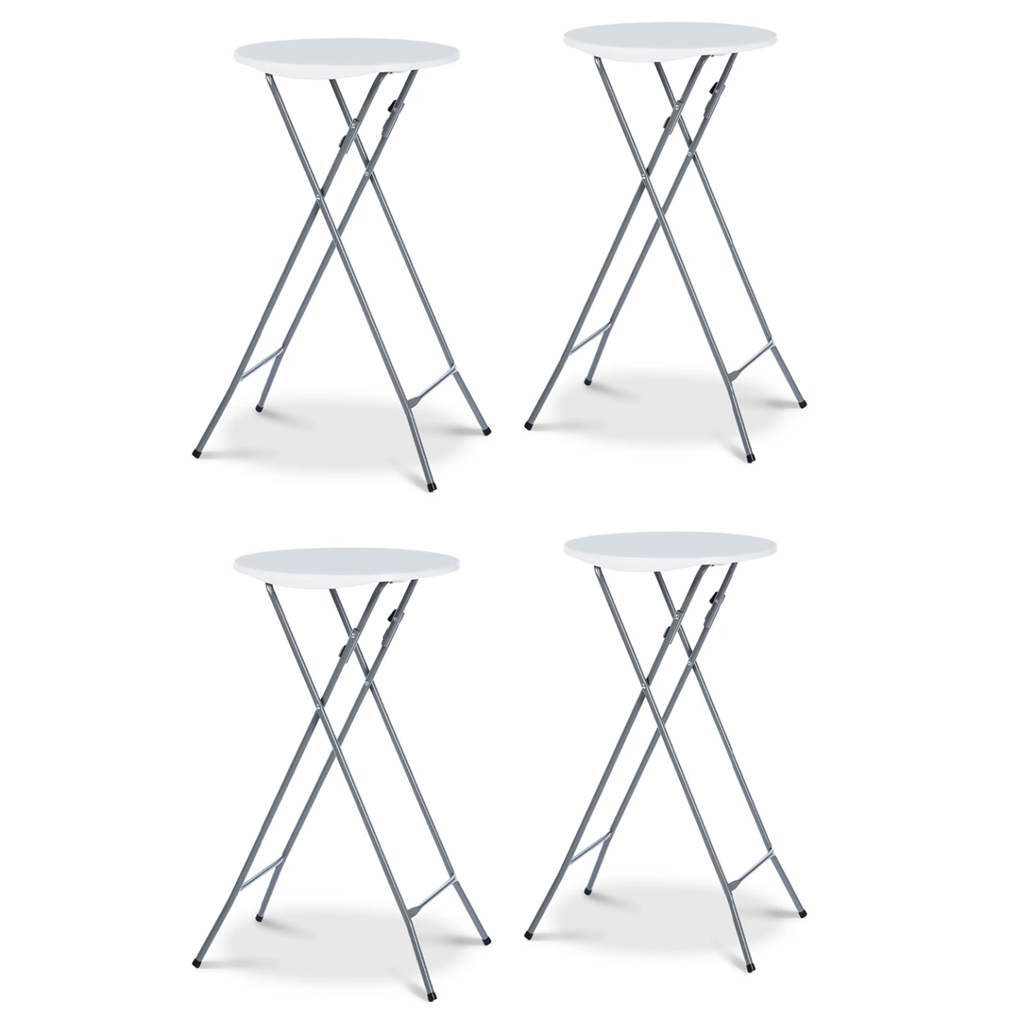 Lot de 4 tables hautes pliantes 105 CM et 4 housses blanches