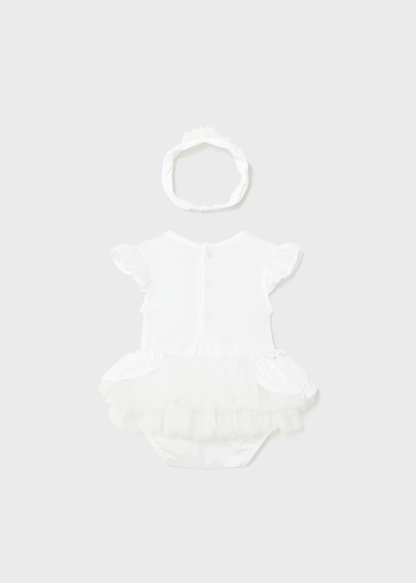 Body de algodão Better Cotton branco com tutu e faixa de cabelo para recém-nascido.