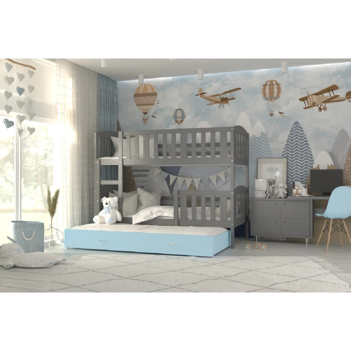 Kids Literie Lit TEO 3 Places 90x190